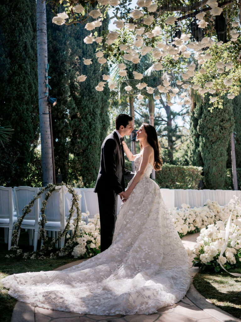 Bride and Groom looking at each other