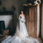 beautiful bride in white gown