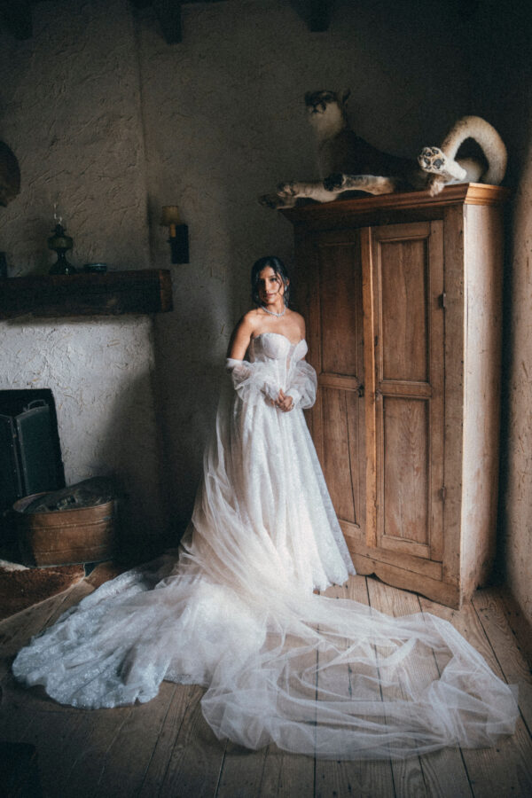 beautiful bride in white gown