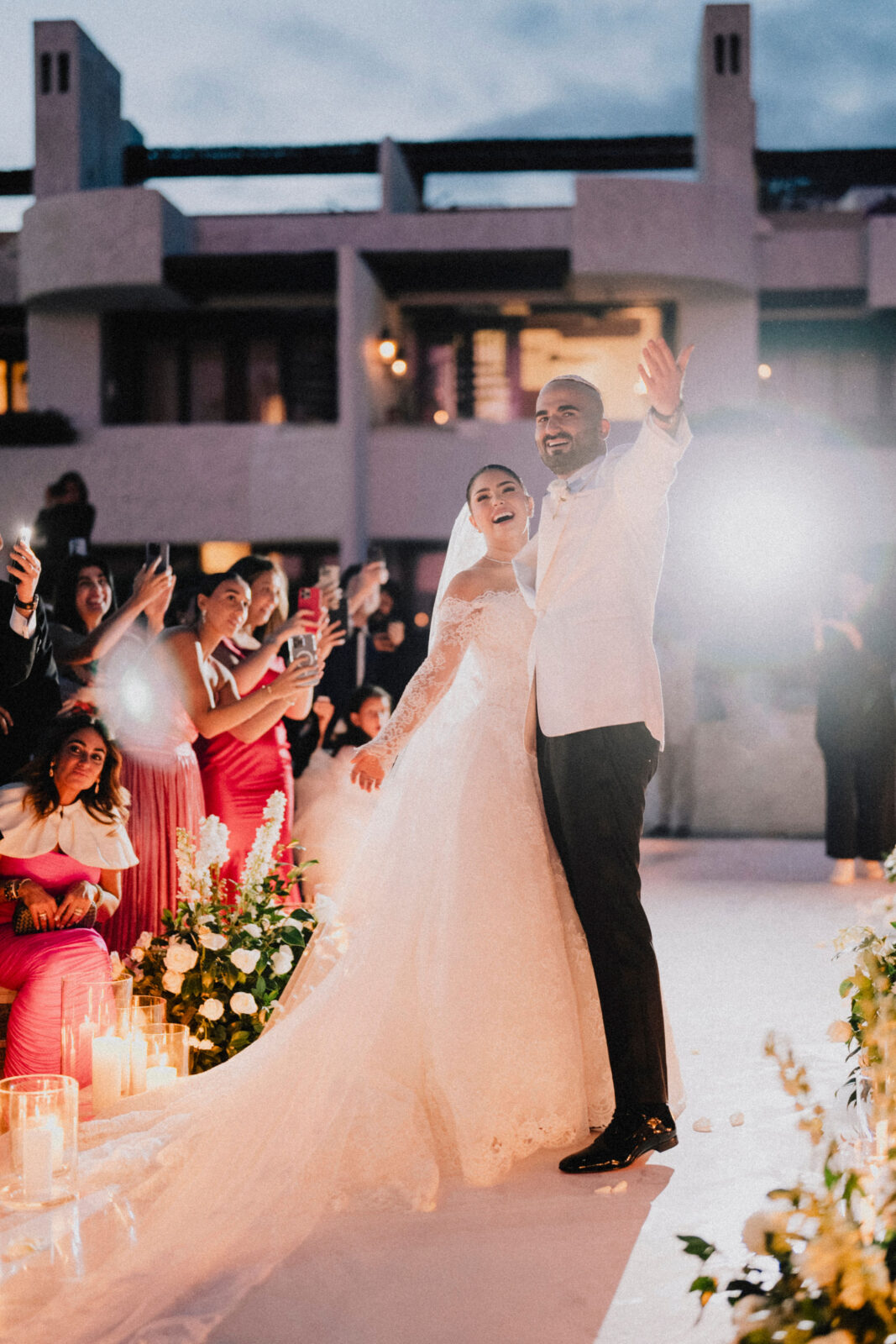 bride and groom hugging each other