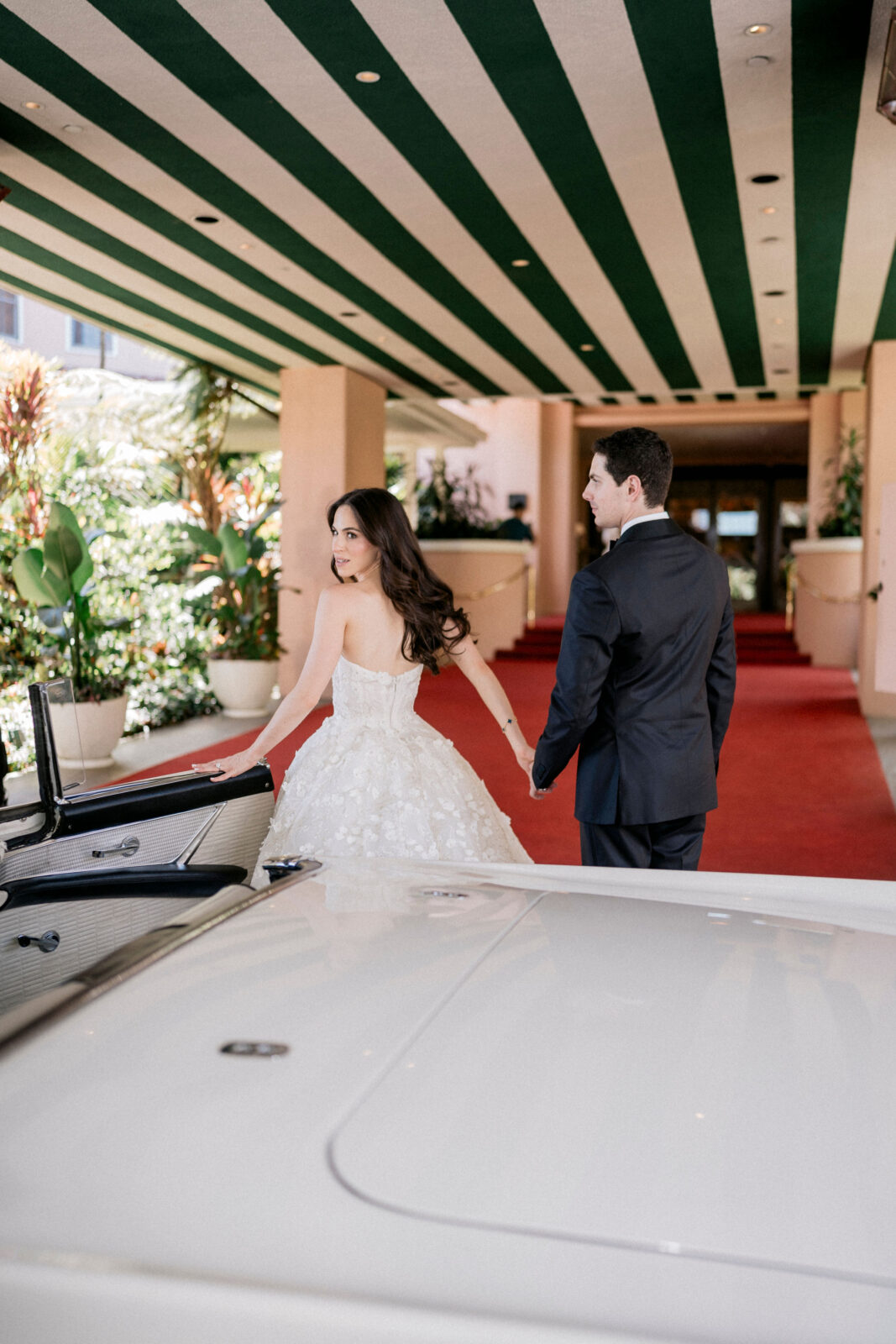 bride and groom walking