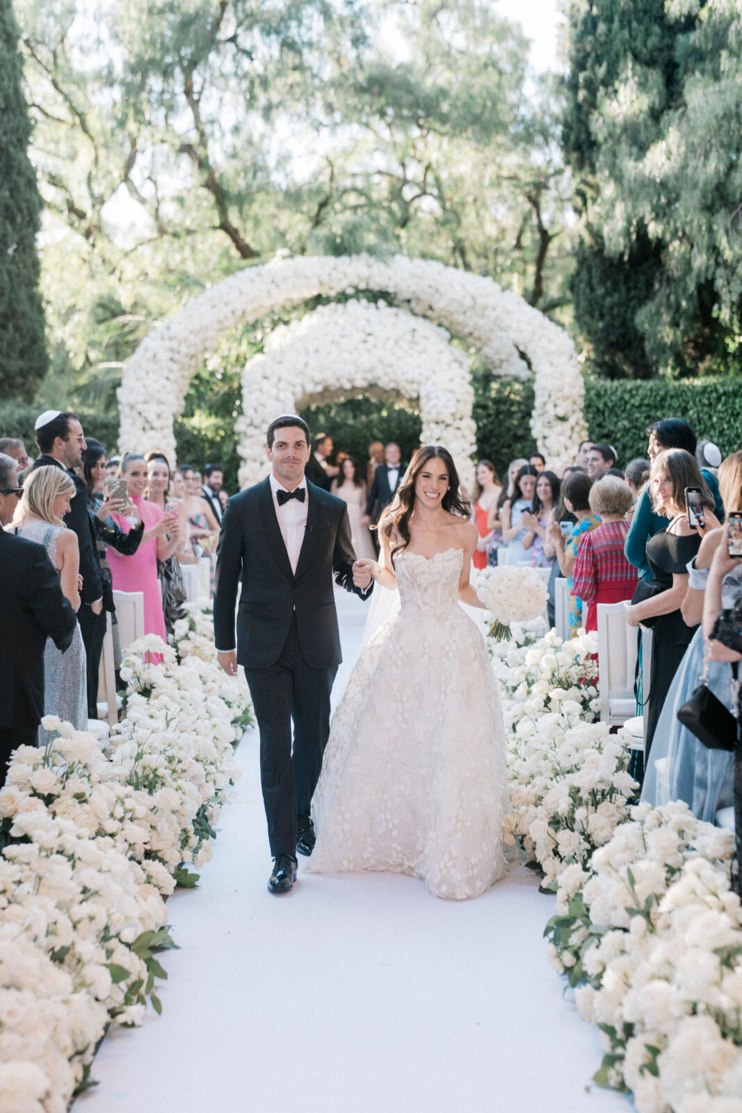 Bride and groom celebrating