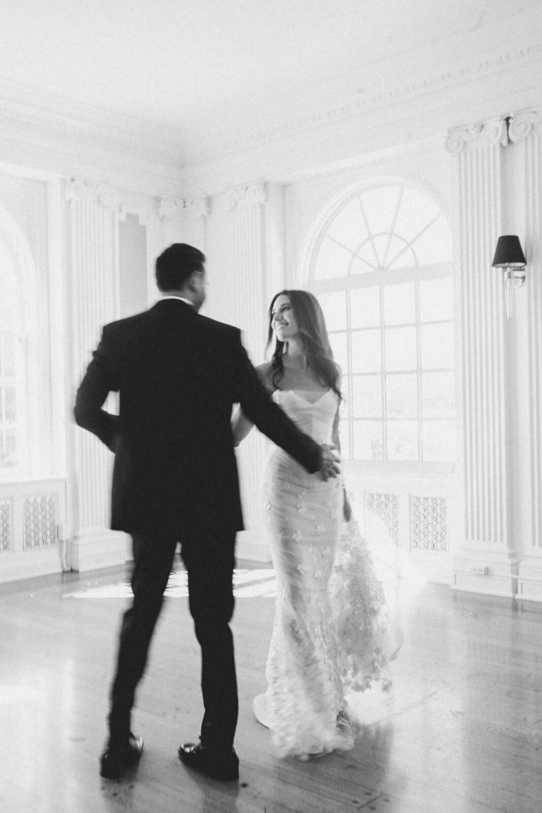 bride and groom dancing