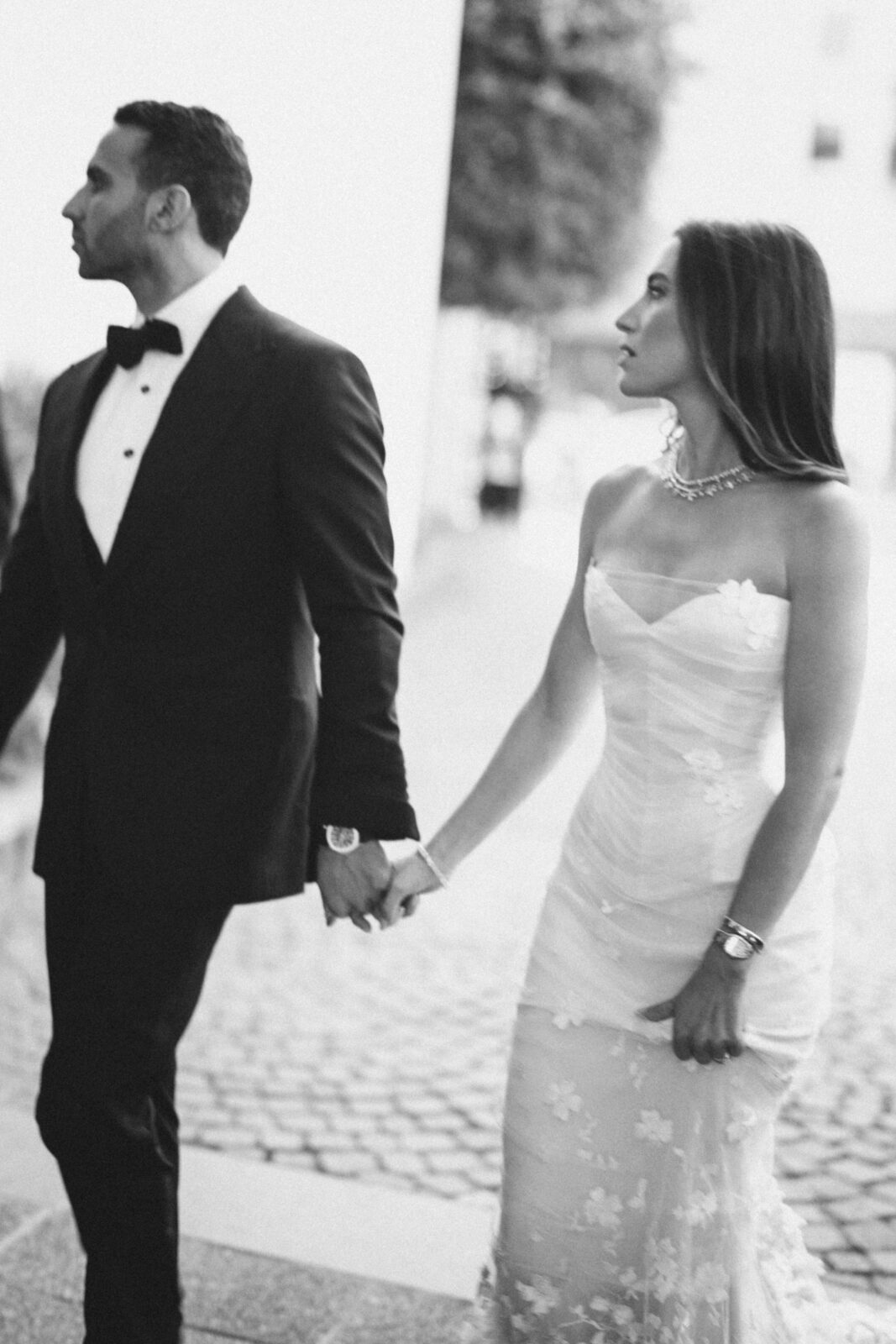 bride and groom walking