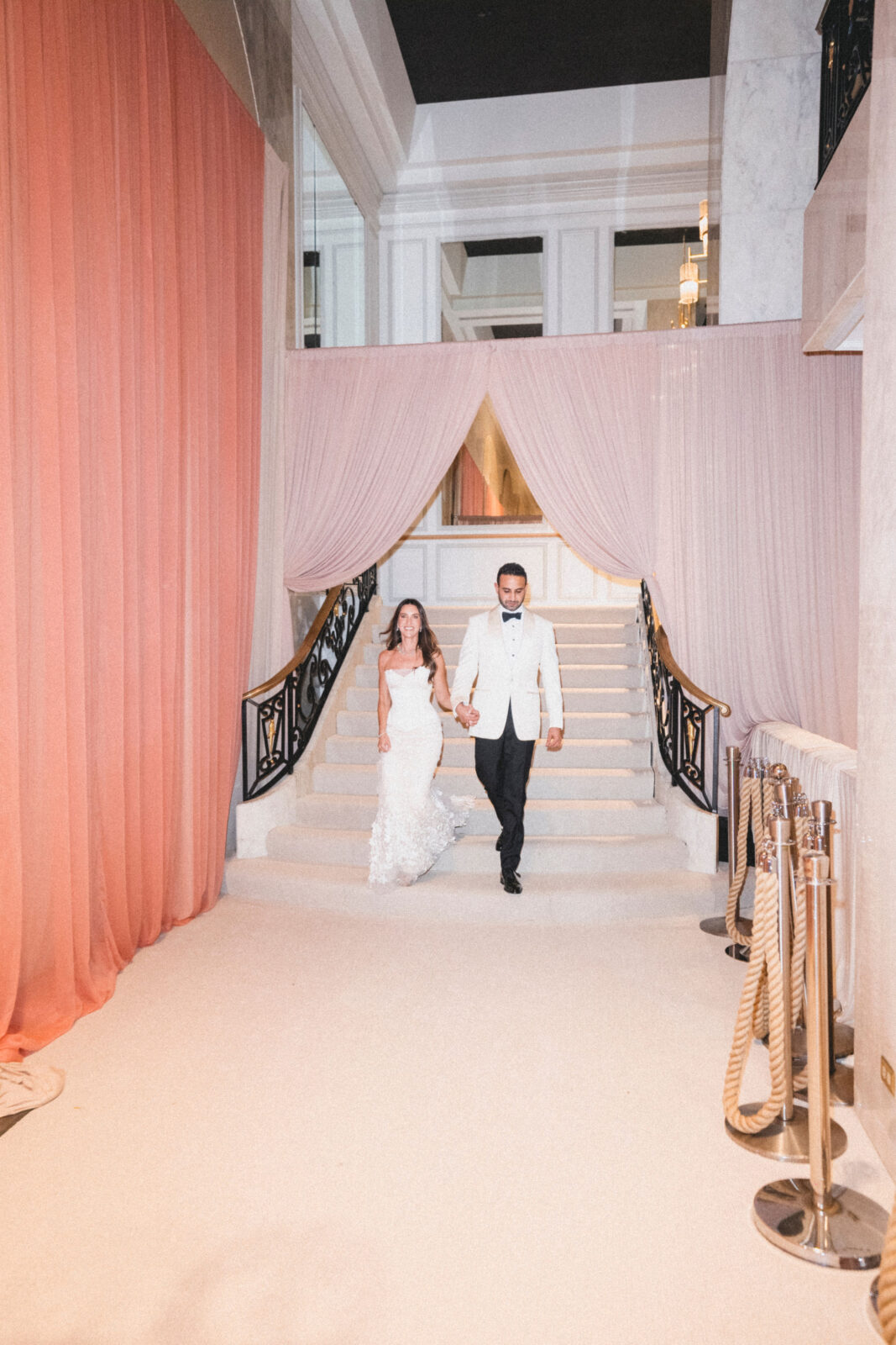 couple going down the stairs