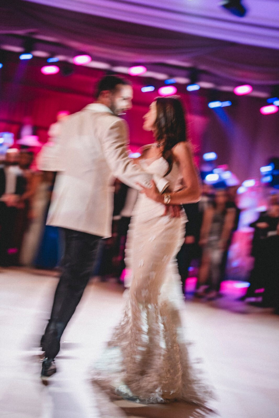 bride and groom dancing