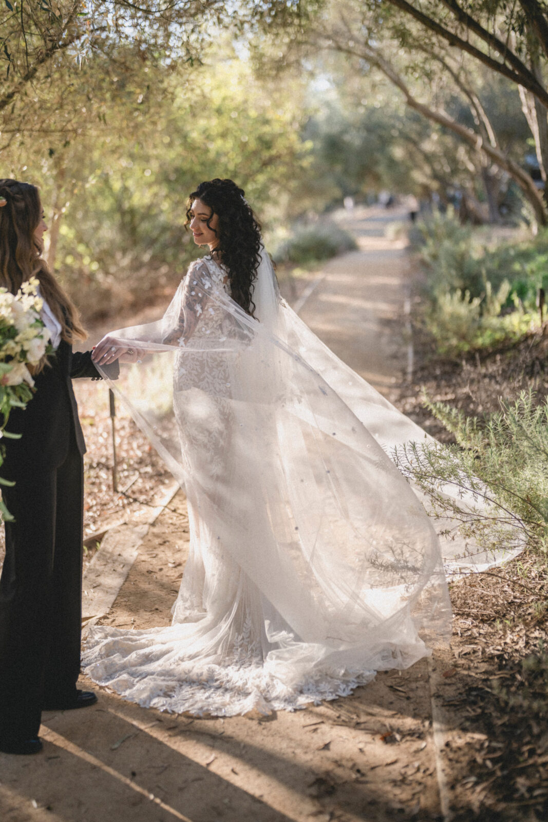 bride and groom walking 