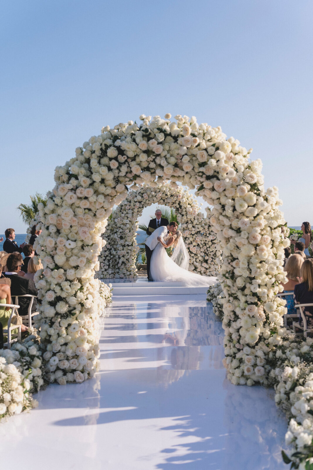 bride and groom's first kiss