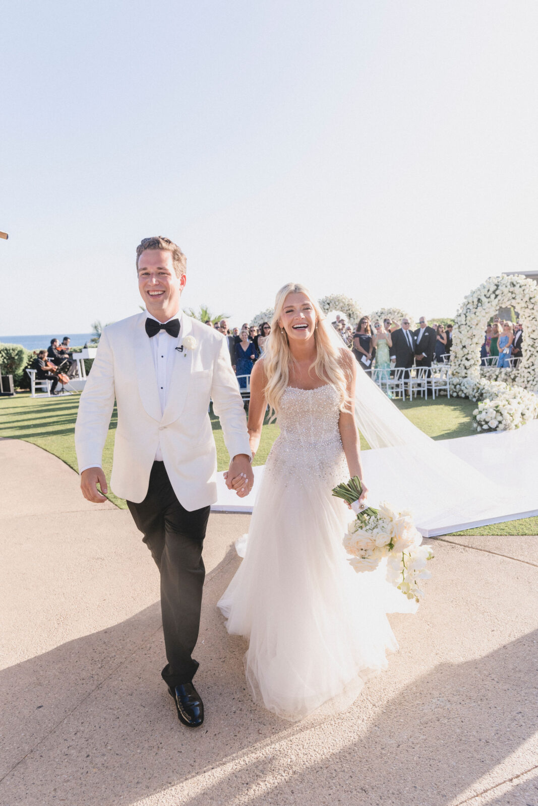 bride and groom happily married