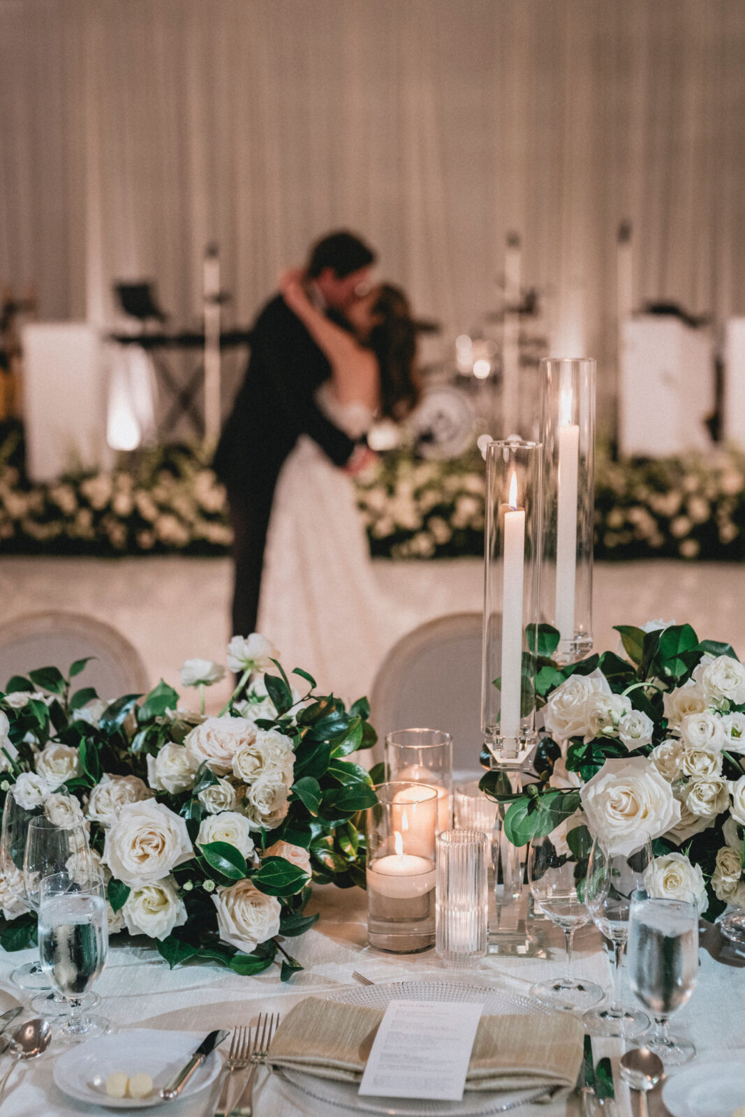 bride and groom kissing