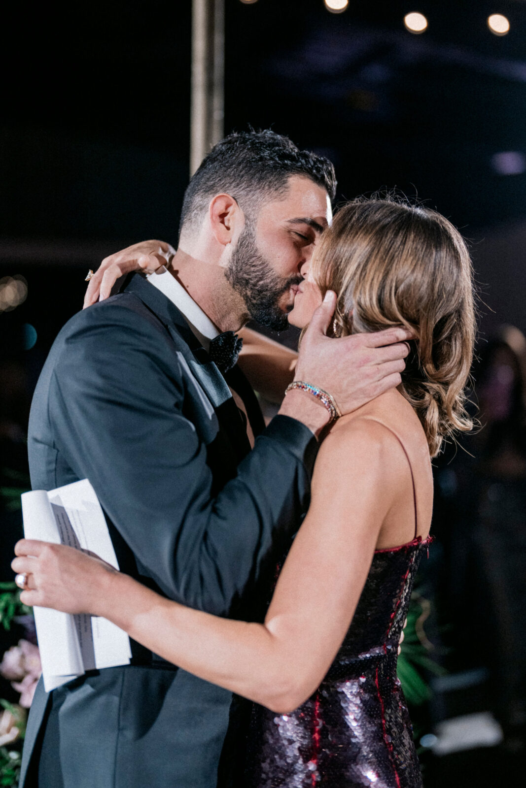 bride and groom kissing