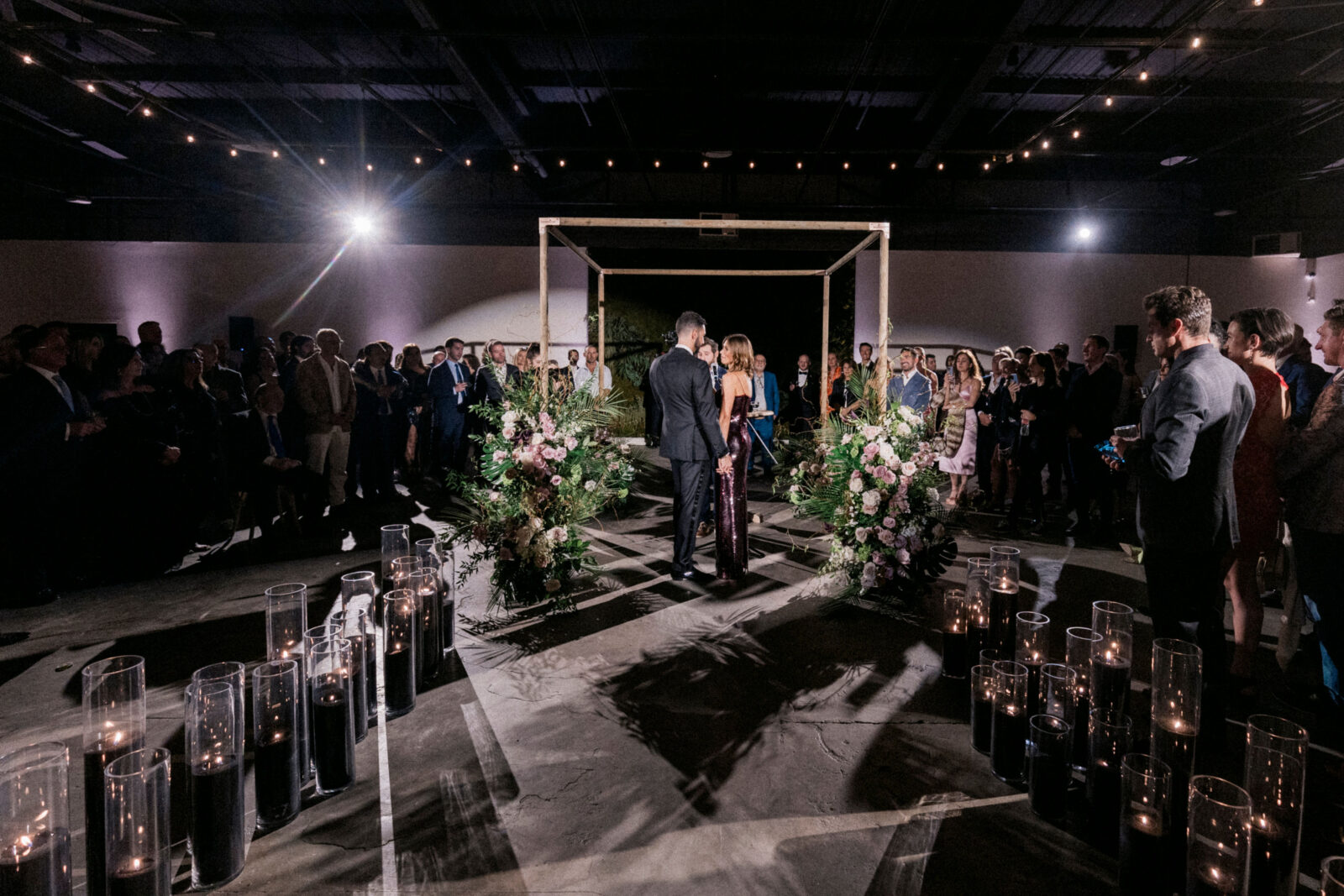 altar with bride and groom