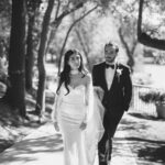 bride and groom in monochromatic photo