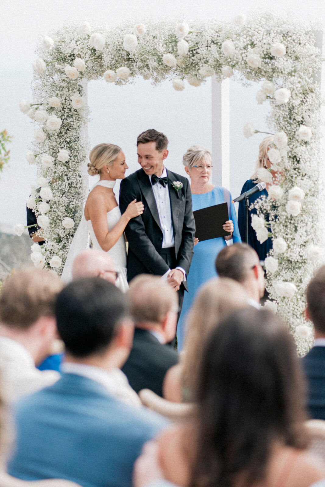 bride and groom center stage