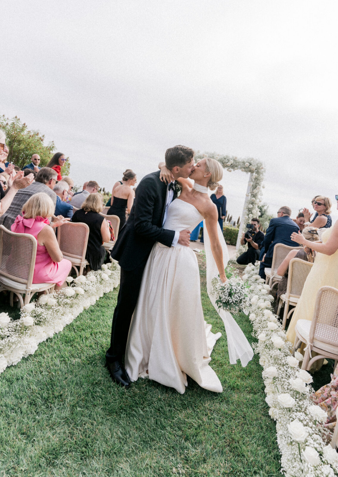 bride and groom kissing