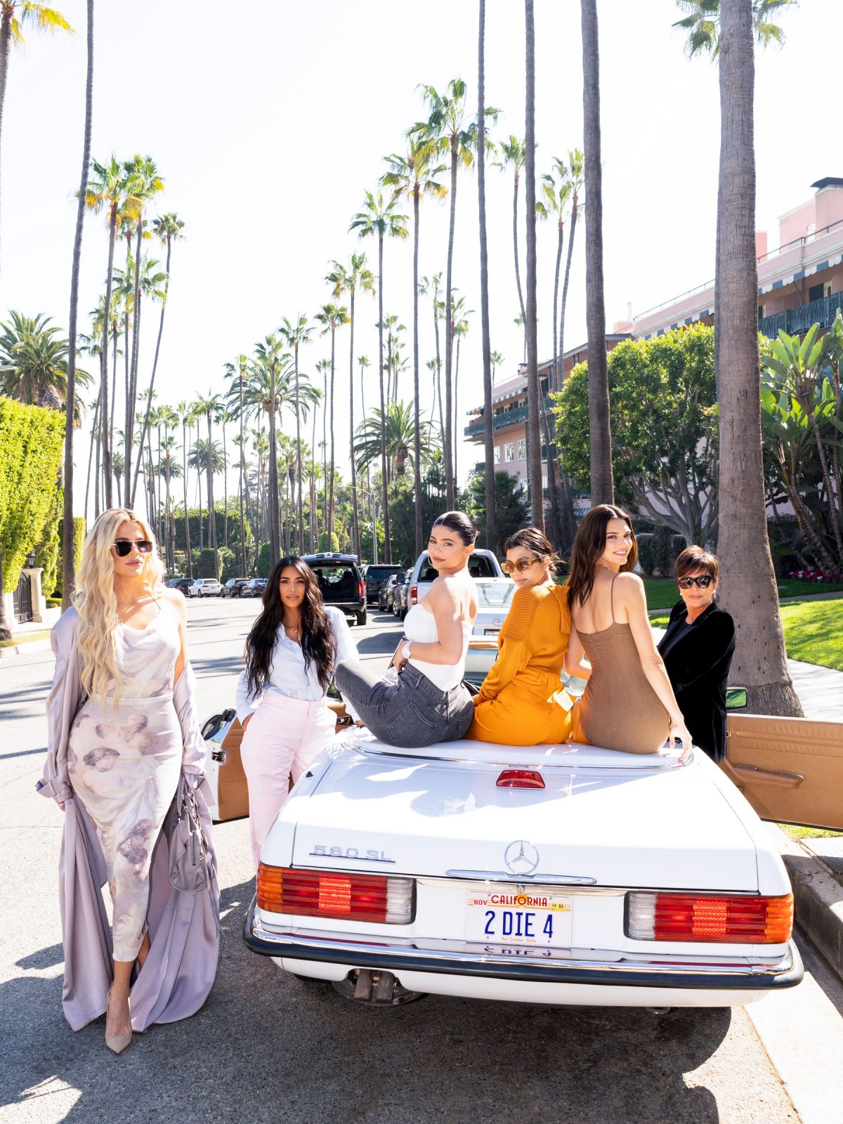 Kris Jenner on her birthday with her daughters, Khloe, Kim, Kylie, Kourtney, and Kendall