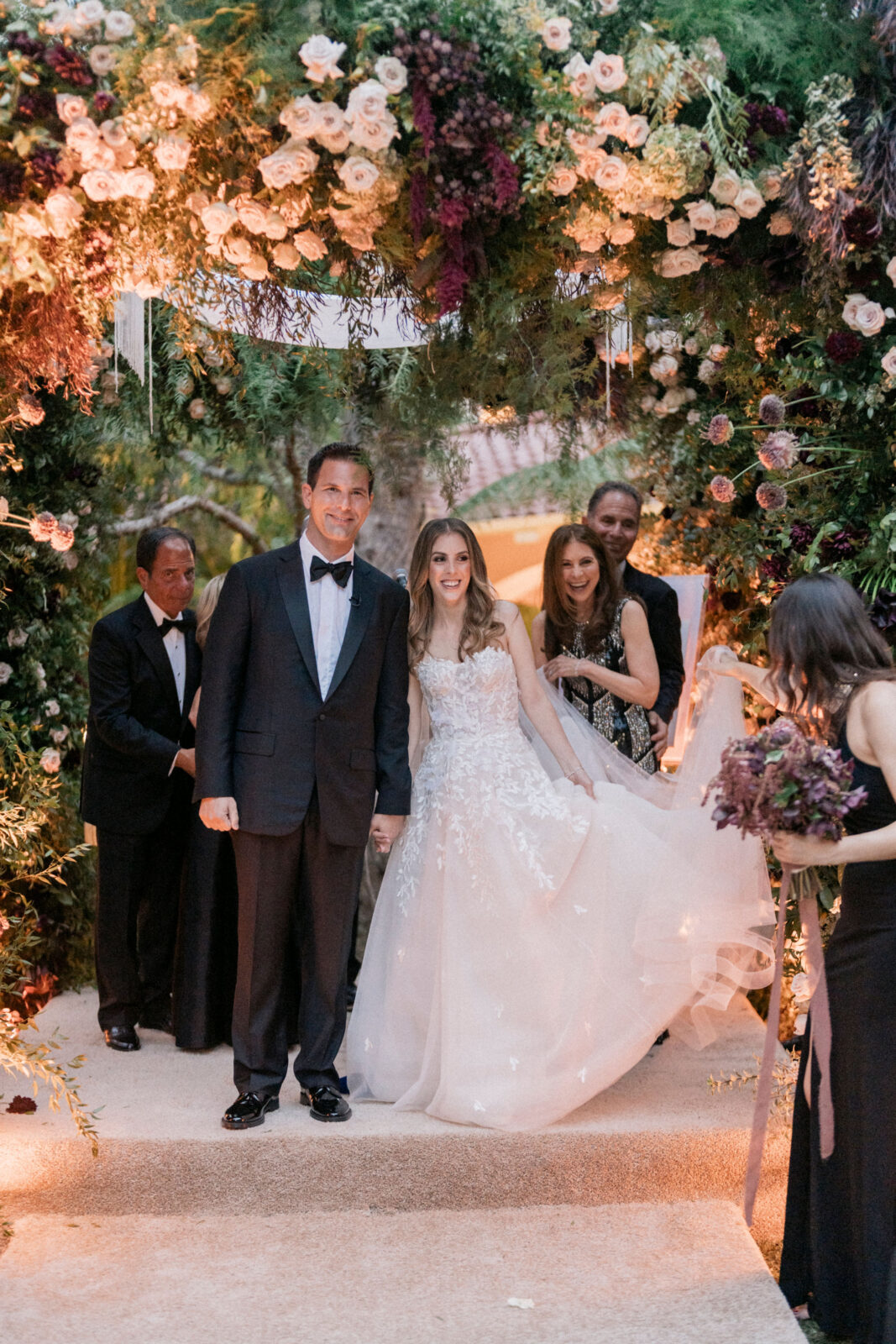 bride and groom happy after exchanging vows