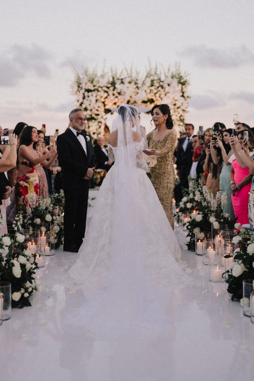 bride greeting mother and father