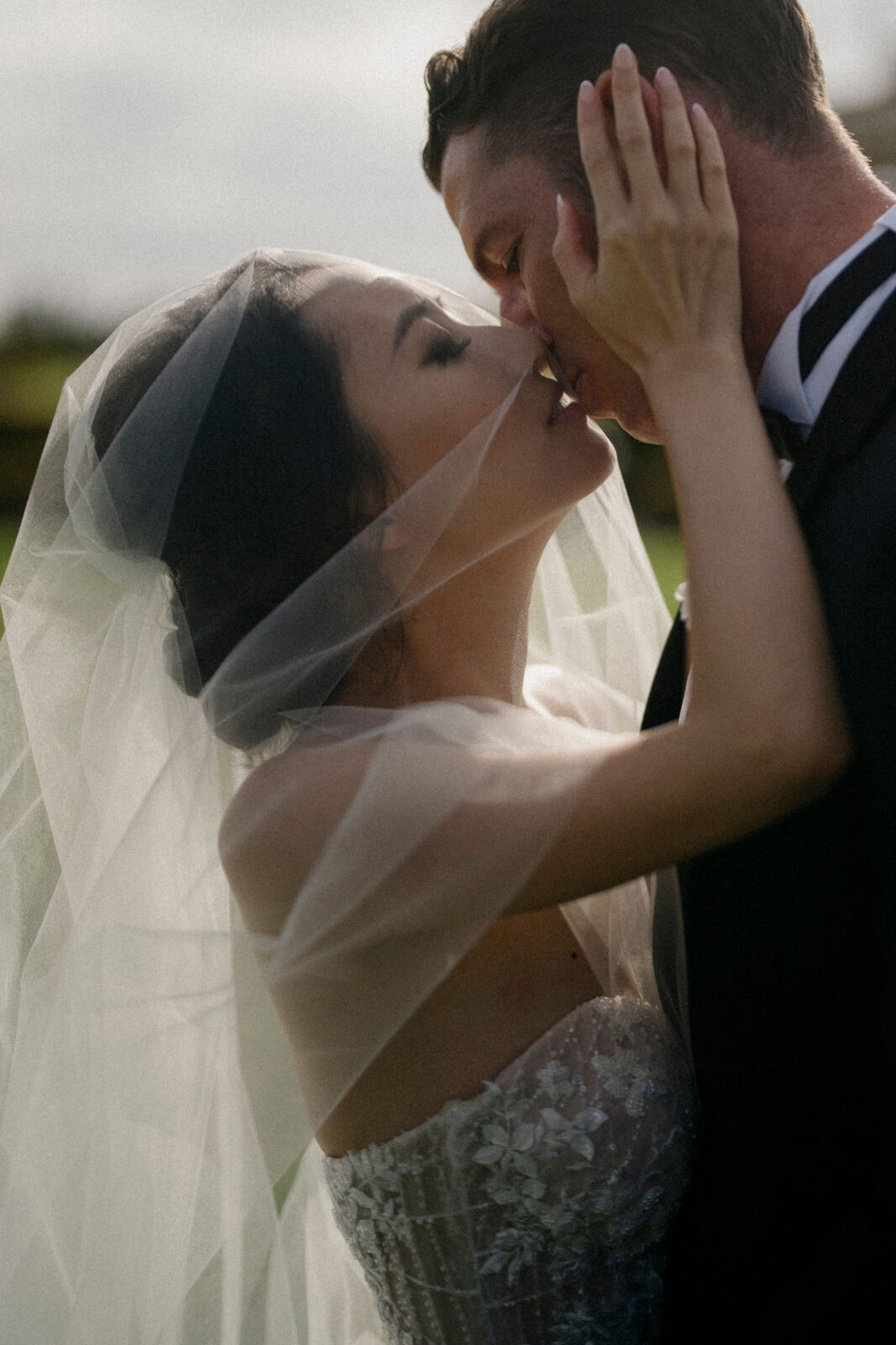 bride kissing groom