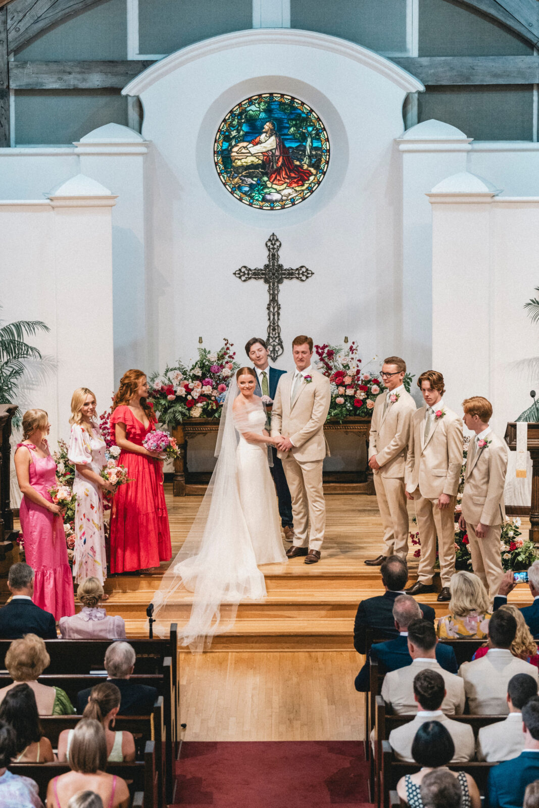 bride and groom at the altar