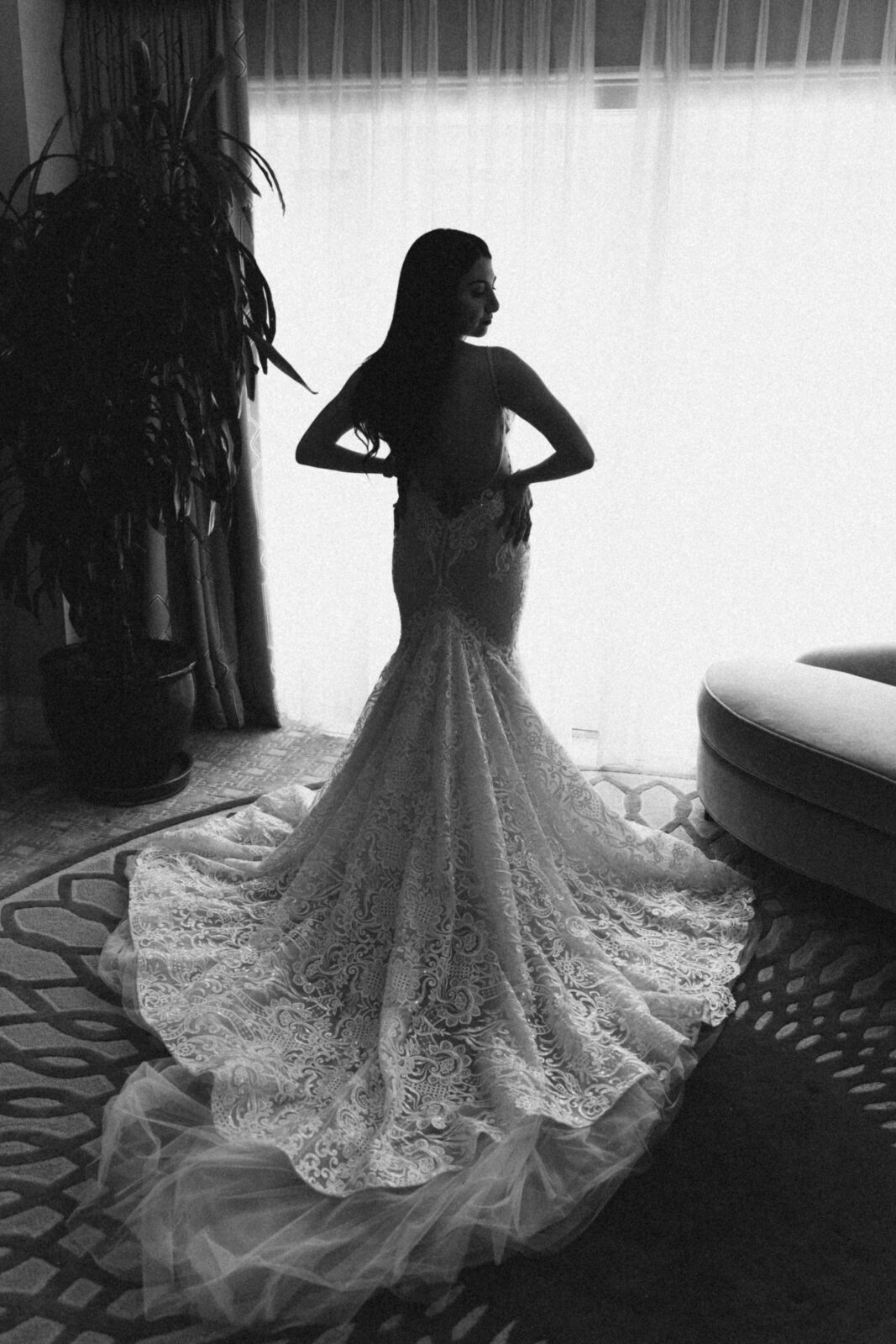 bride in her gown