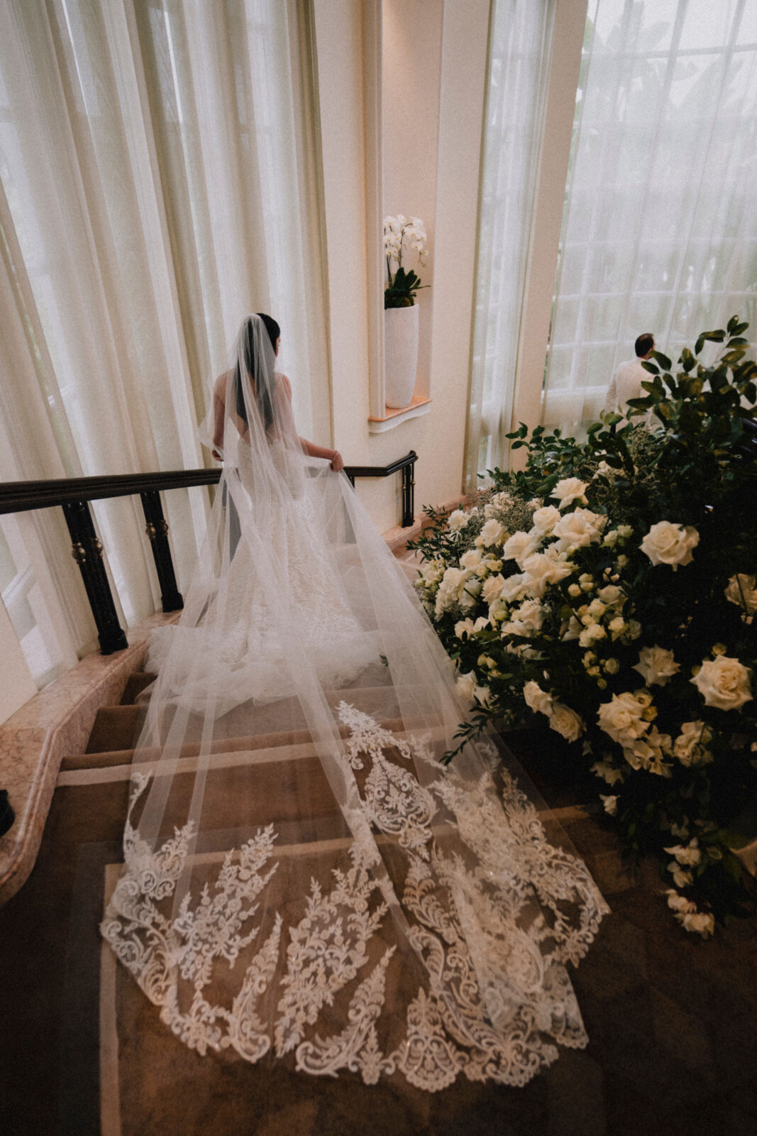 bride walking down the stairs