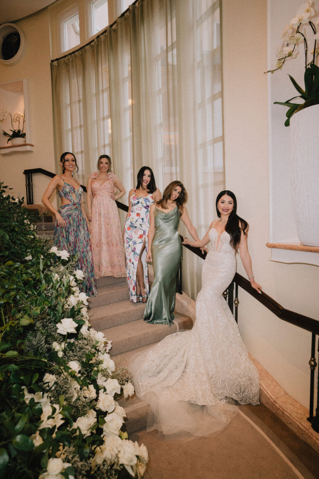 bride with her bridesmaids