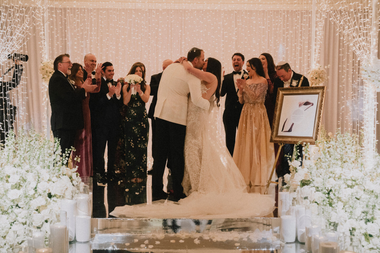 bride and groom's first kiss