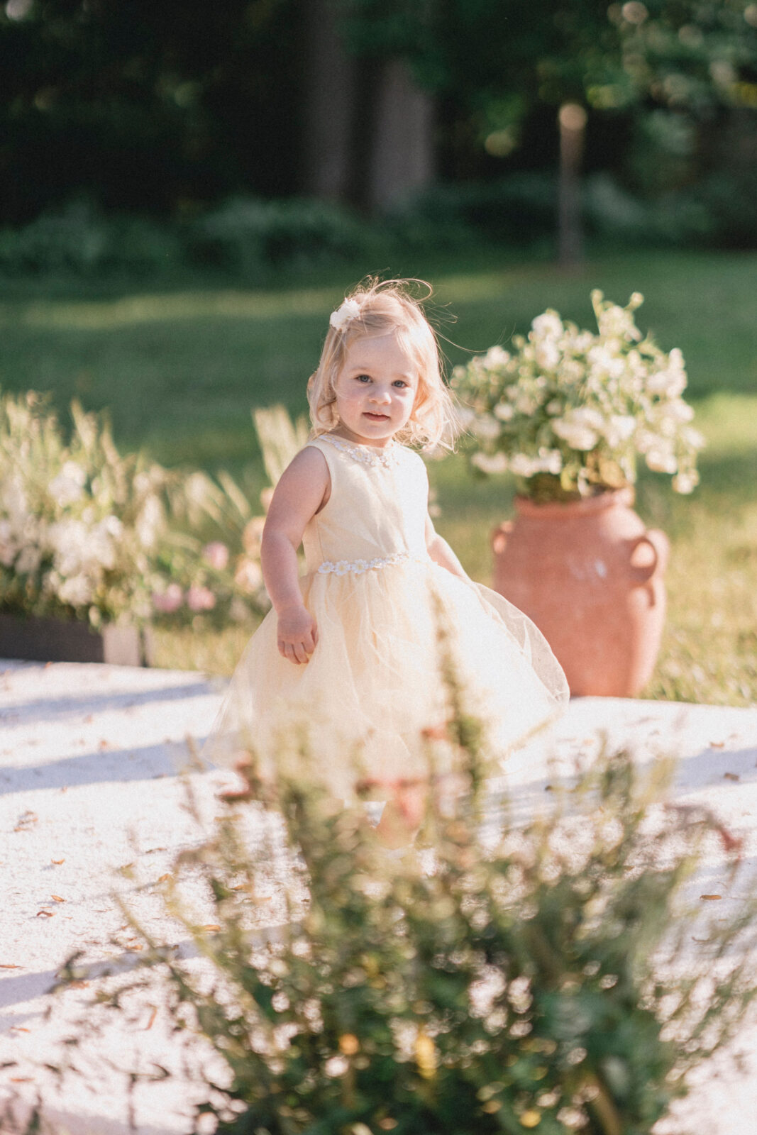 flower girl walking the aisle