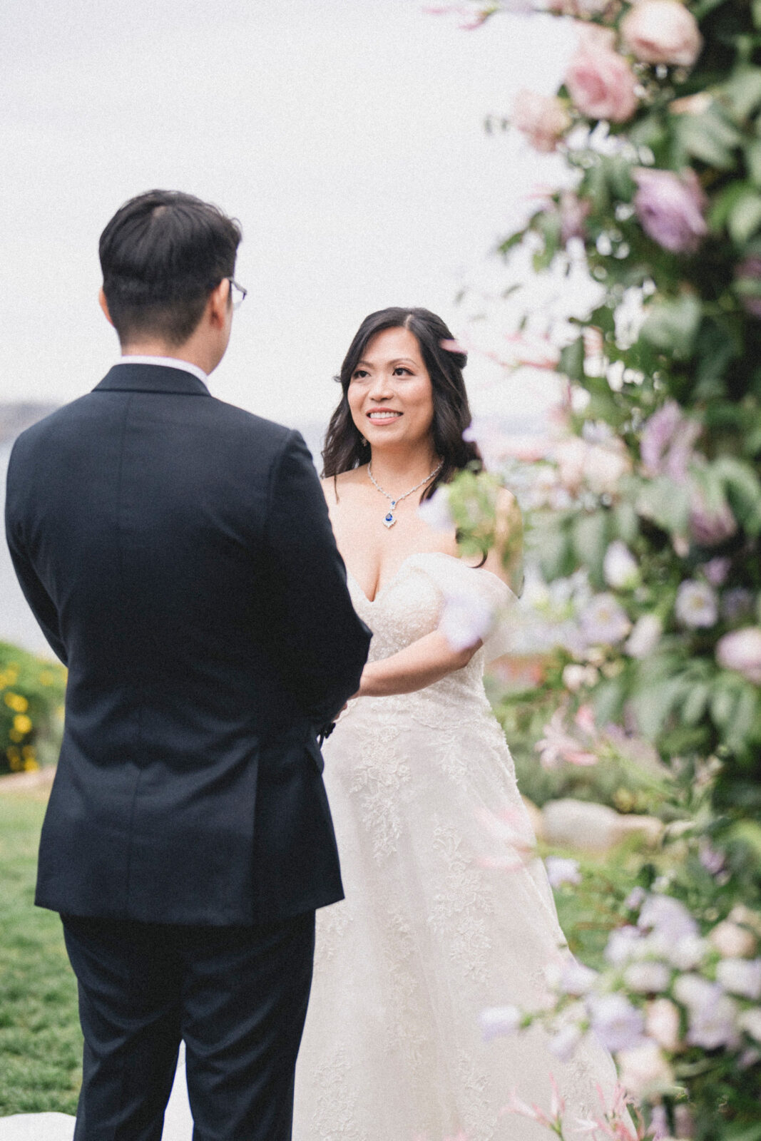 bride and groom exchanging vows