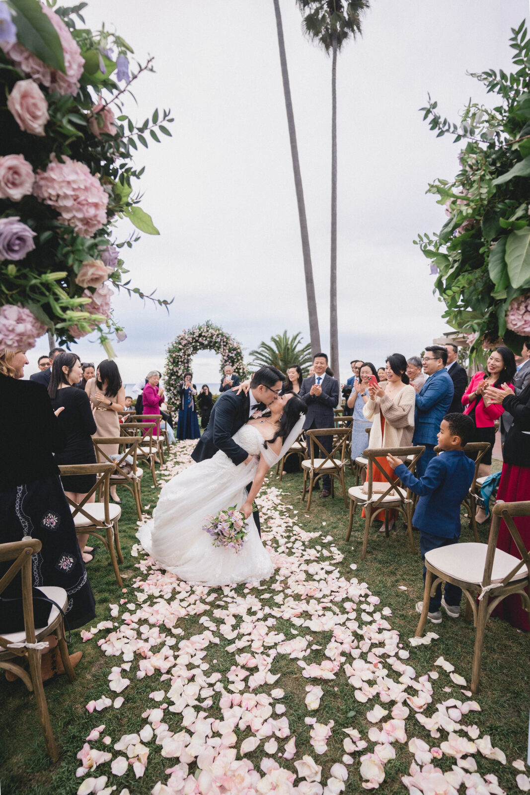 bride and groom kissing