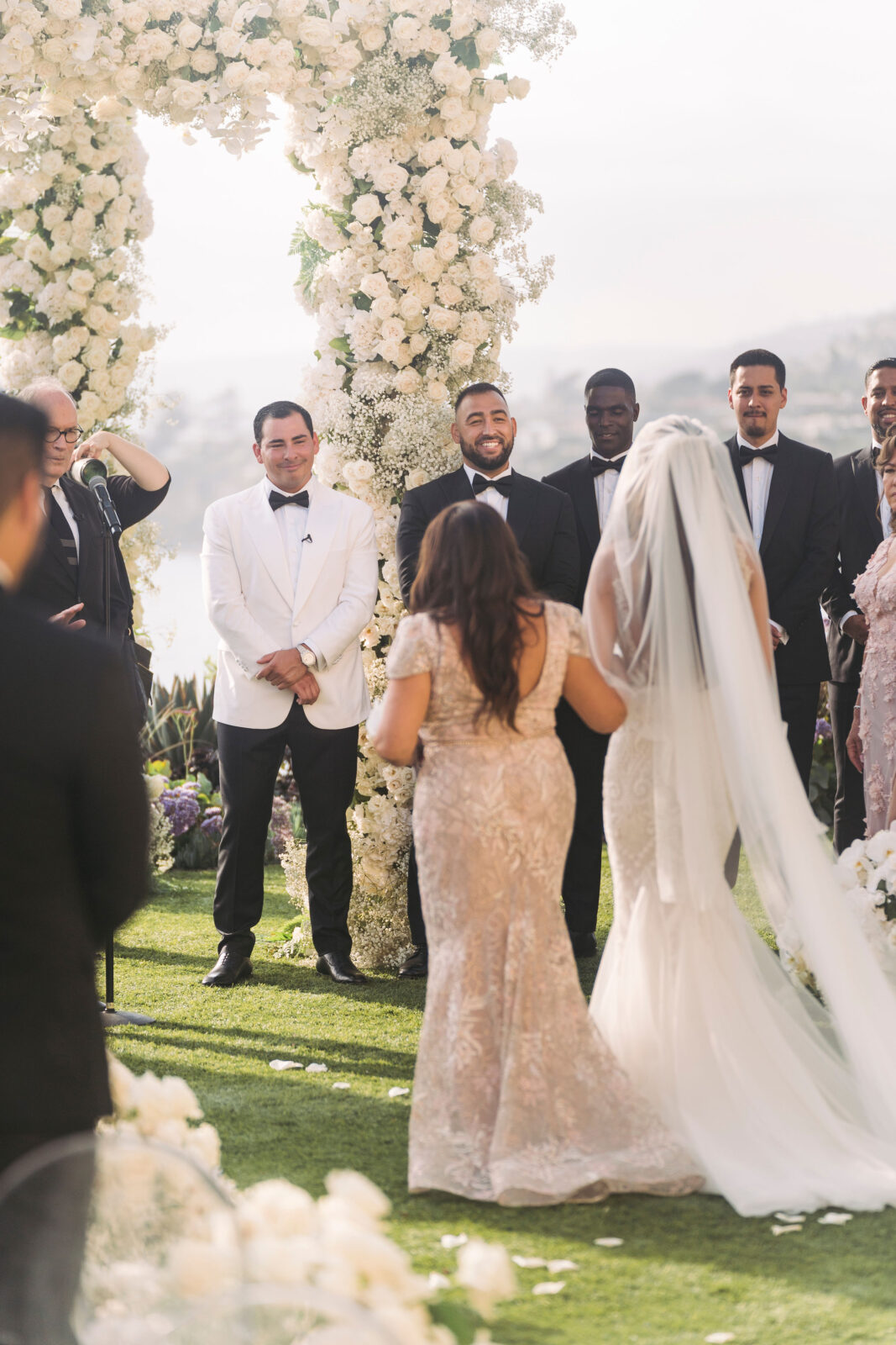 bride walking towards the altar