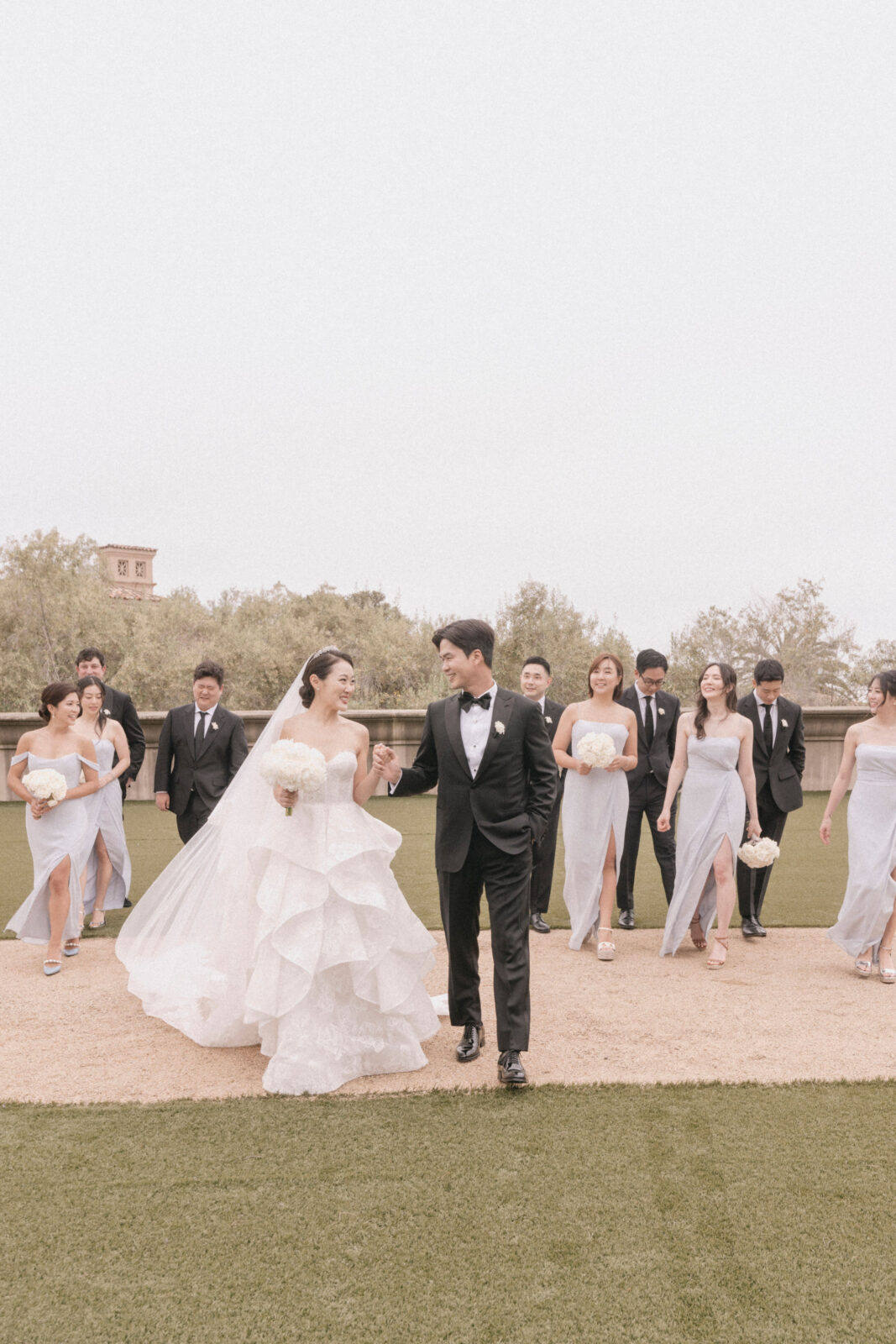 bride and groom with their friends