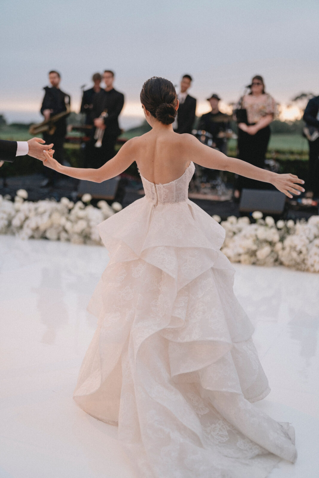 bride elegantly dancing at the reception