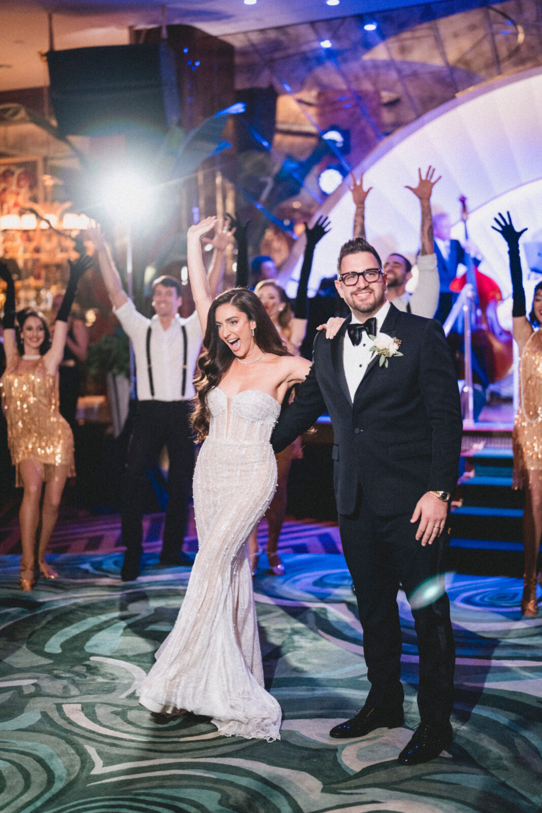 bride and groom dancing