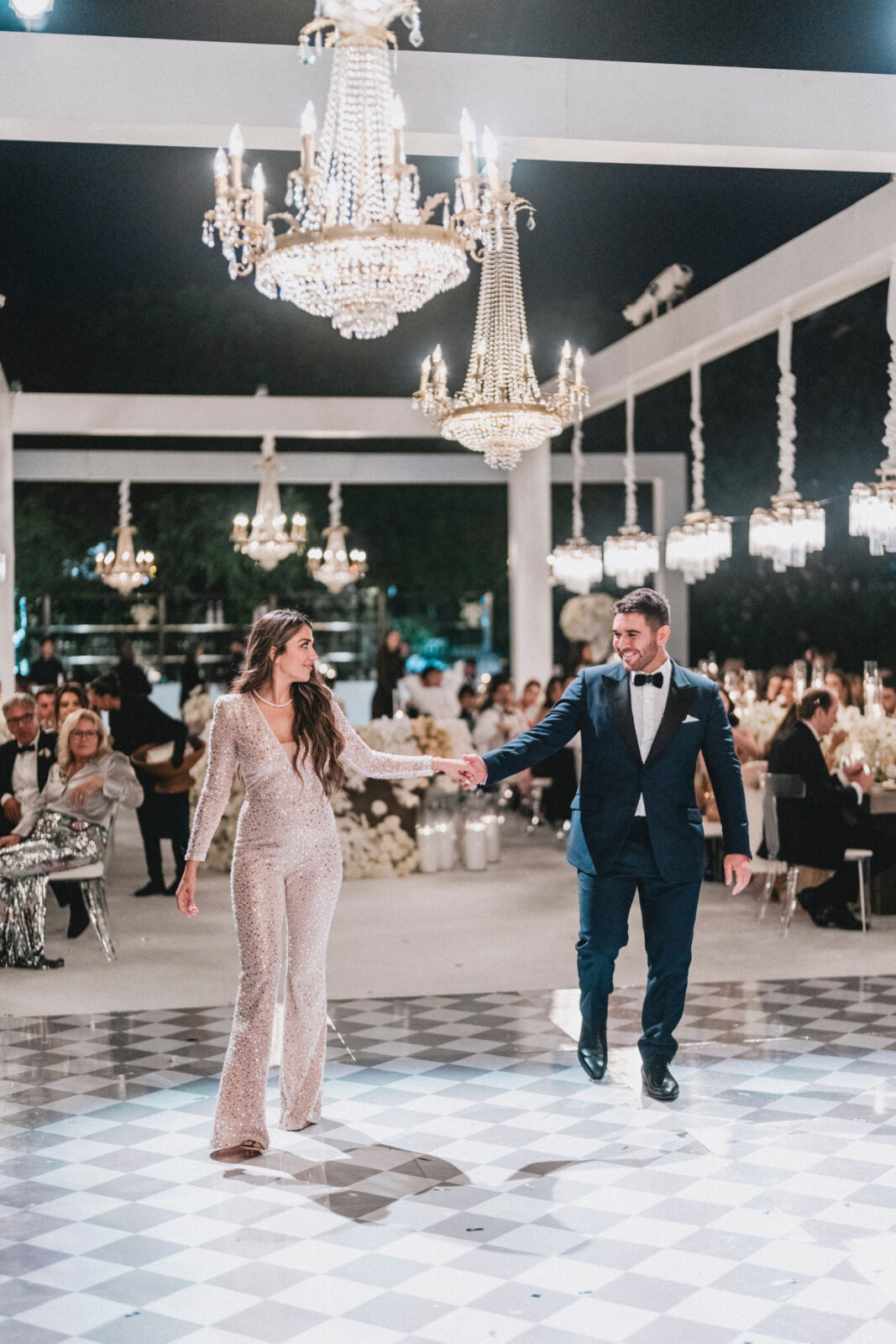 bride and groom dancing