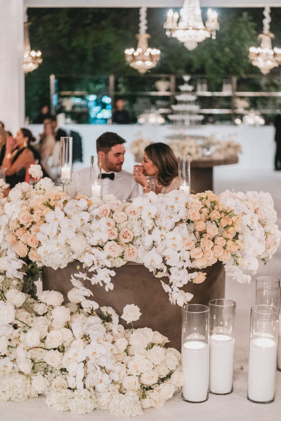 bride and groom talking to each other