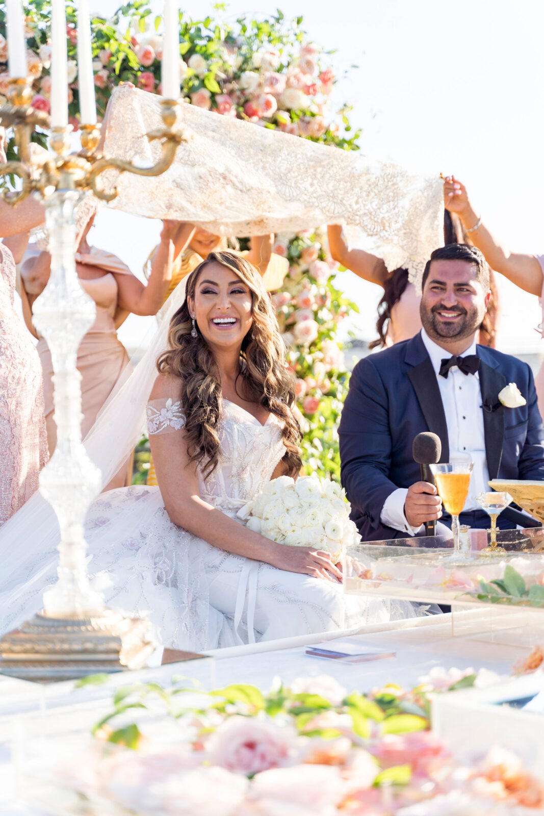 bride and groom happily married