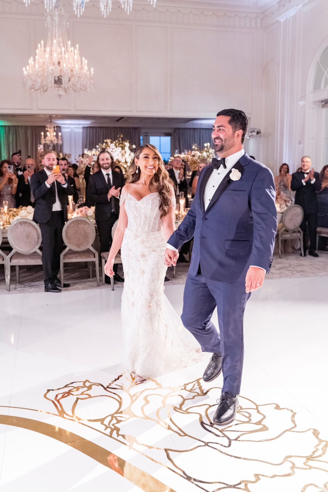 bride and groom about to dance